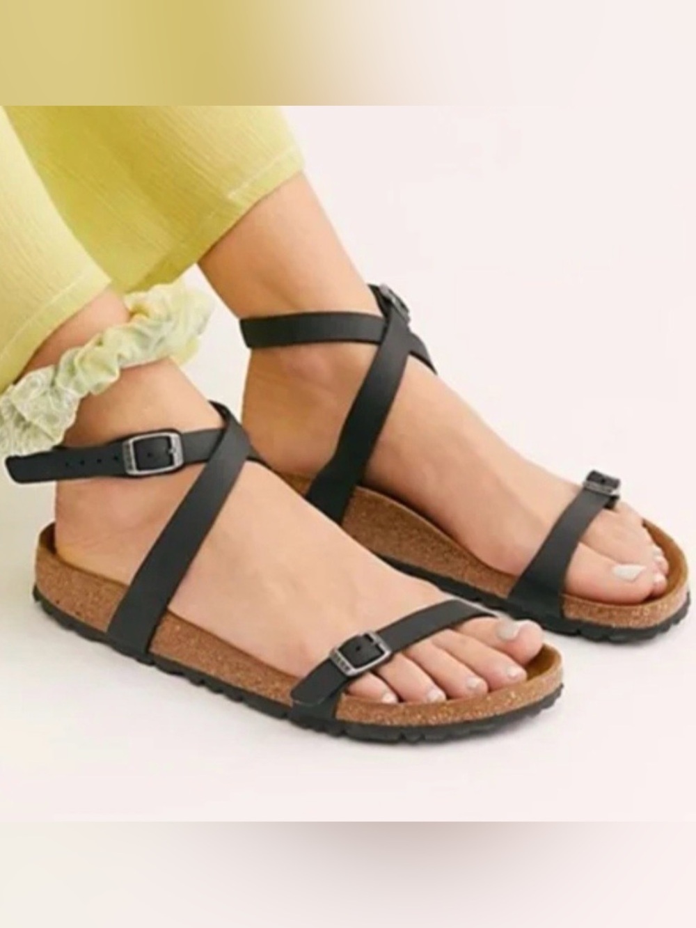 Birkenstock Daloa Womens Ankle Strap Black Birko Flor Sandals Size 39 8-8.5